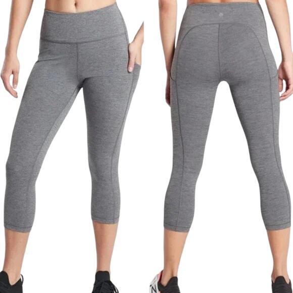 Athleta Heather Gray Ultimate Stash Pocket Capri High Rise Leggings Size 1X - Picture 1 of 5